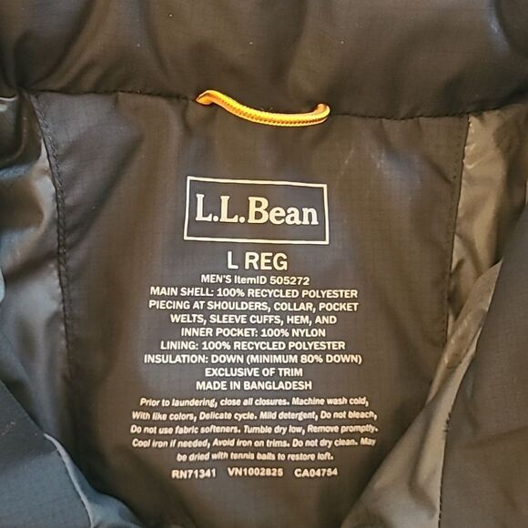 L.L.Bean Mountain Classic Water Repellant Down Puffer Jacket Black Size L - Picture 10 of 14